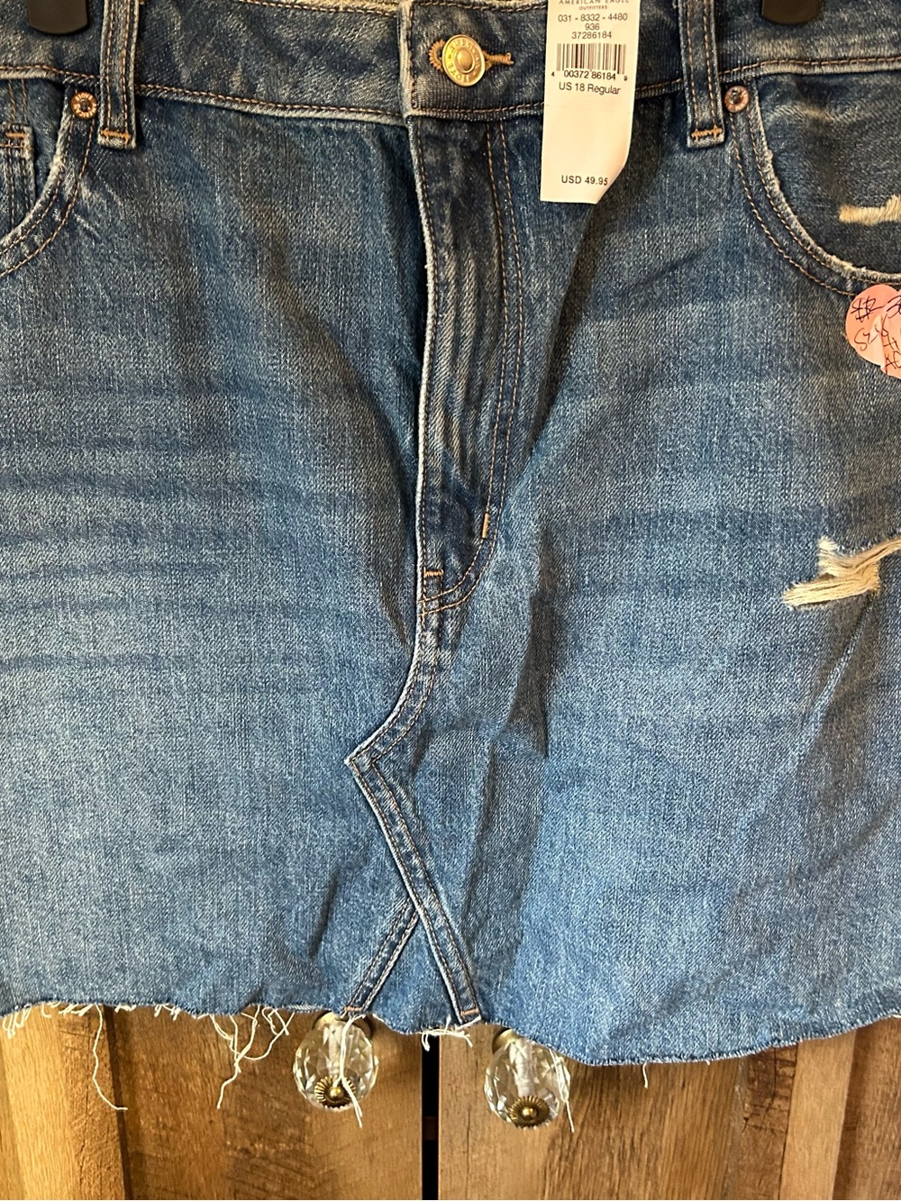 AE SUPER HIGH RISE A LINE DENIM SKIRT